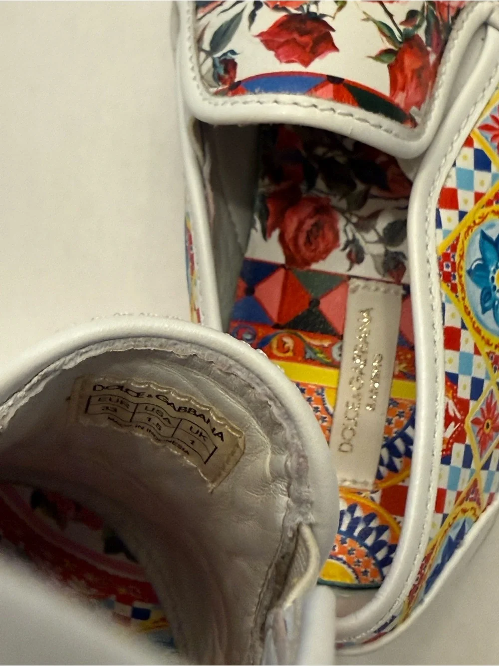Dolce & Gabbana White Multi Floral Slip-On Girl’s Sneakers Size EU 33/ US 1,5
